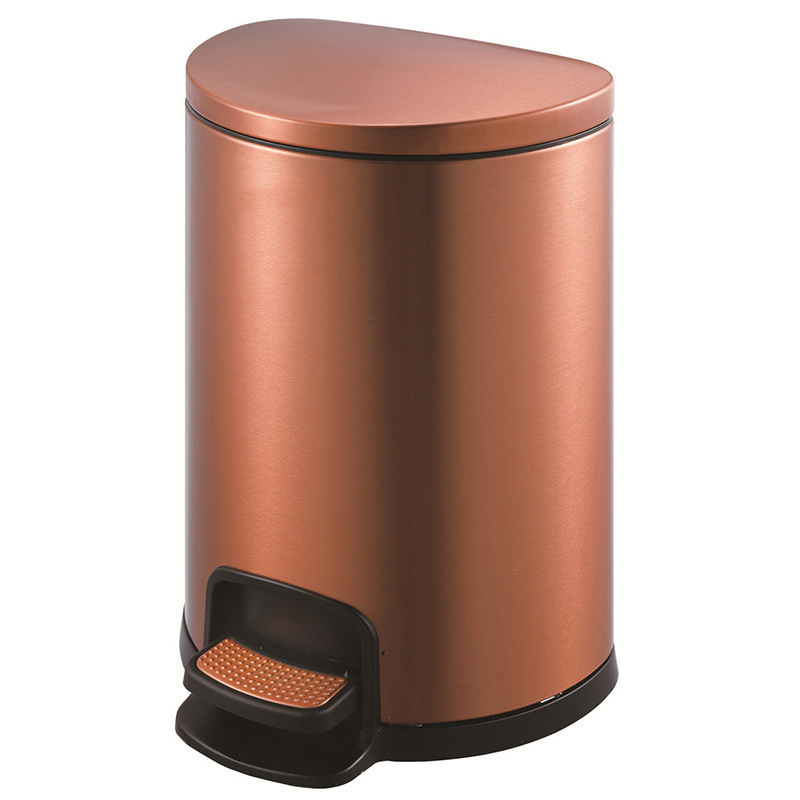 Cubo de basura con pedal y tapa de forma semicircular de acero inoxidable para uso doméstico (20 L/KL-031)